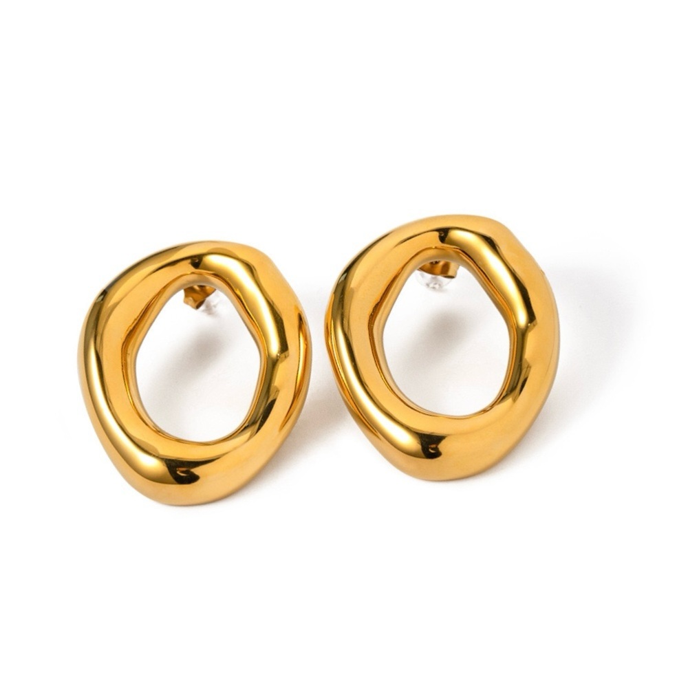 18K Gold Plated Circle Earrings*Minimalist Design*Geometric*Statement Earrings - Picture 6 of 8